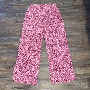 Red & White Patterned Flowy Pants